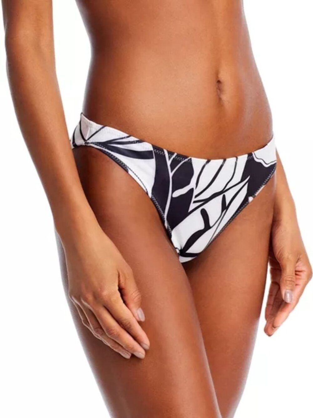 108$ Ramy Brook Isla Palm Print Bikini Bottom Women's Size XS Black White